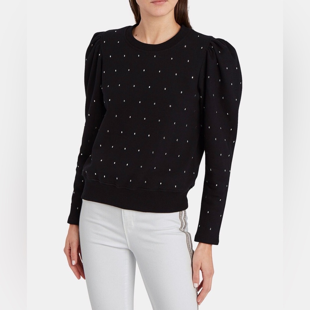 ✨🖤 A.L.C. Saunders Crystal‎ Embellished Puff Sleeve Sweatshirt M 🖤✨